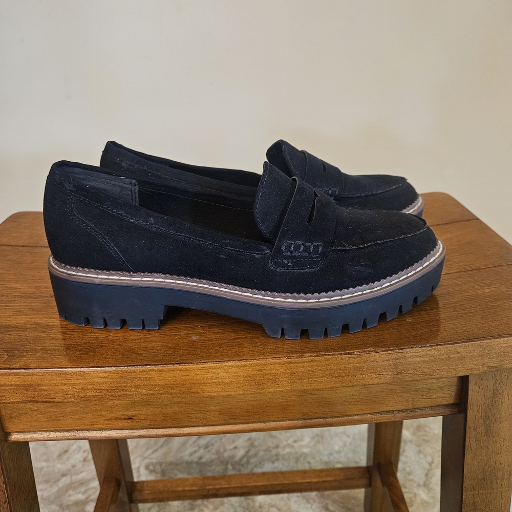 Jellypop Black Faux Suede Mini Lug Loafers Women's 8.5 Fall Footwear Y2K